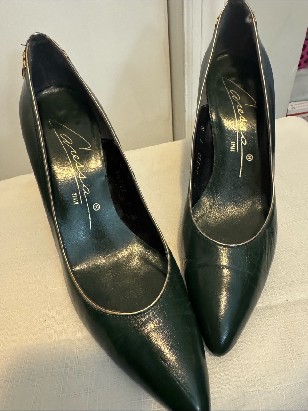 Green Pointed-Toe Women's Pumps, SZ. 7 N.